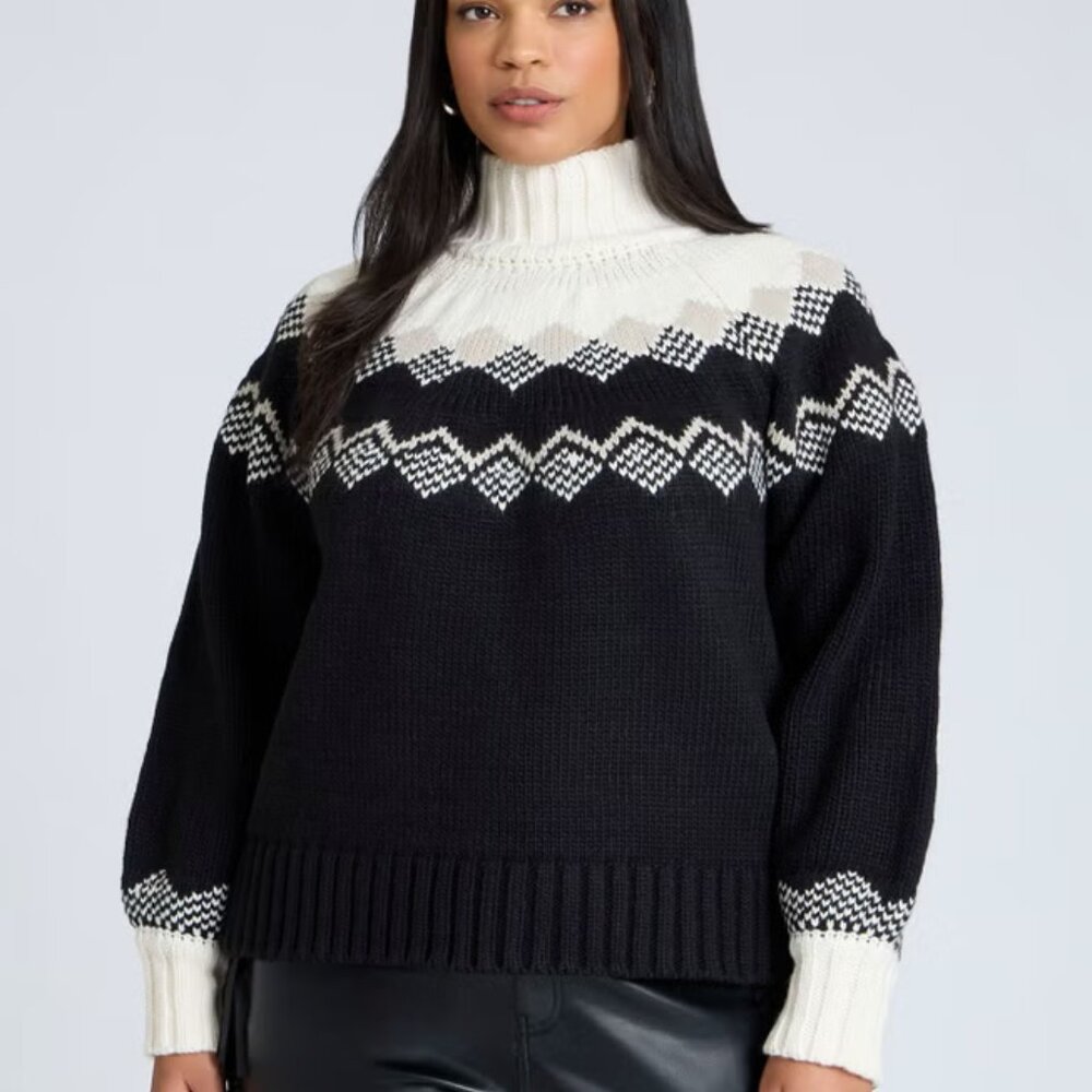 Eloquii Nordic Mockneck Sweater | Size 14/16 | NWT | Cozy Stretch Knit | Easy Fi